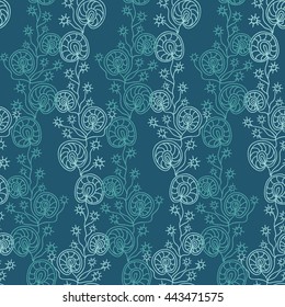 Green underwater seaweed seamless pattern background. Vector.