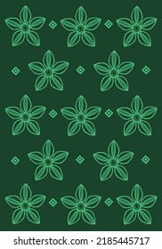 Flores verdes únicas, papel tapiz plano vectorial. Flores únicas de color verde puro caricatura de fondo vectorial para diseño gráfico, ilustración y elemento decorativo