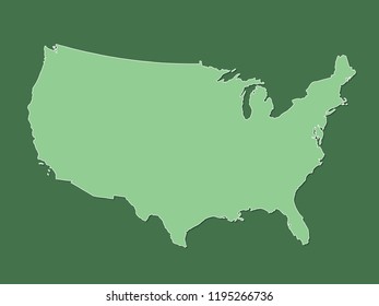 Green united states of America map with filled lines without different states on dark background vector illustration