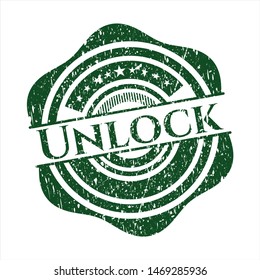 Green Unlock distress grunge seal
