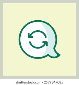 Green Update Icon in Speech Bubble for Application or Website User Interface Design