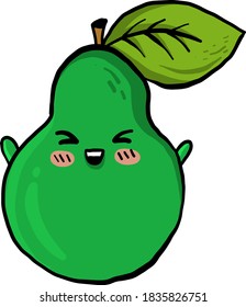 Green upset pear, illustration, vector on white background