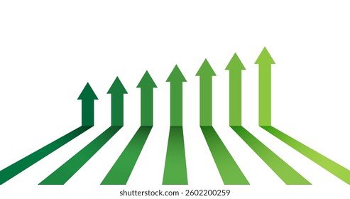 green upward arrow head or lines for teamwork, success friendship, target, achieve or goal in business, education and life template