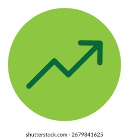 Green upward arrow inside a circle symbolizing growth, progress, and success. Ideal for business, finance, market trends, and positive development concepts.