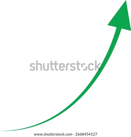 Green upward arrow vector icon representing growth, progress, success, and improvement. Perfect for business charts, financial reports, and presentations. Clean, modern, and bold design.