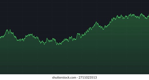 Grünes, nach oben weisendes Diagramm auf dunklem Raster, das das Marktwachstum oder den finanziellen Gewinn anzeigt. Ideal für Geschäftsberichte, Aktienanalysen und wirtschaftliche Dashboards, die bullische Trends darstellen.