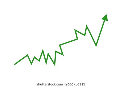Gráfico de linha ascendente verde com seta para o crescimento financeiro e o sucesso do mercado