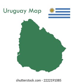 Green Uruguay Map Vector With National Flag
