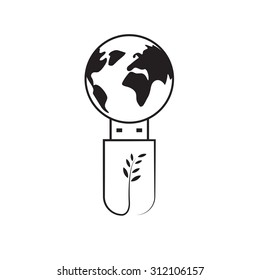 Green USB Technology with globe