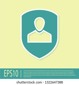 Green User protection icon isolated on yellow background. Secure user login, password protected, personal data protection, authentication icon. Flat design. Vector Illustration