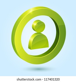 Green user symbol isolated on blue background. This vector icon is fully editable.