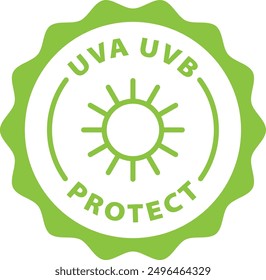 green uva uvb protect outline icon round rounded circle badge stamp label isolated on transparent background