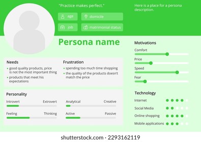 Green UX persona vector template.