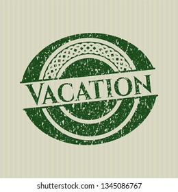 Green Vacation rubber stamp with grunge texture