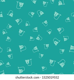 Green Vacuum cleaner icon isolated seamless pattern on green background.  Vector Illustration