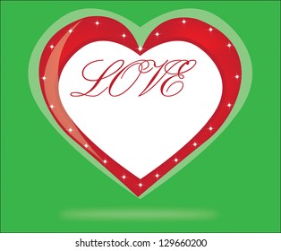 green Valentine's Day background with heart. Vector illustration.