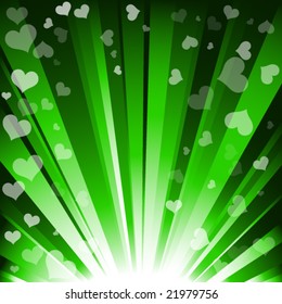 Green Valentines day background in vector