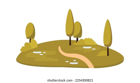 Green valley flat icon Cute park for relax. Vector illustration