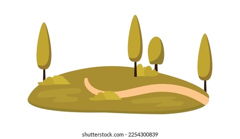 Green valley flat icon Cute park for relax. Vector illustration