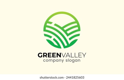 Green valley green nature house minimalist logo icon symbol template