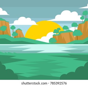 green valley with river