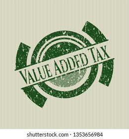 Green Value Added Tax rubber stamp with grunge texture