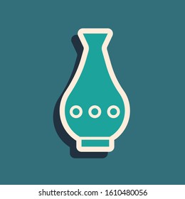 Green Vase icon isolated on blue background. Long shadow style. Vector Illustration