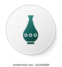 Green Vase icon isolated on white background. White circle button. Vector Illustration