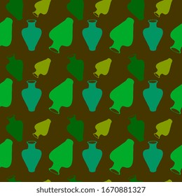 Green vase wallpaper, illustration, vector on white background.