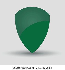 Green vector 3d shield on a grey background
