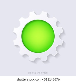 Green vector 3d web button gear shape concept