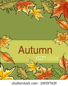 Green Vector abstract background with autumn leaves