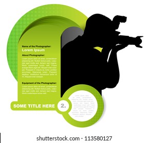 Green vector abstract background with photographer silhouette