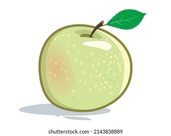 Green vector apple. Juicy fruit isolated on white background