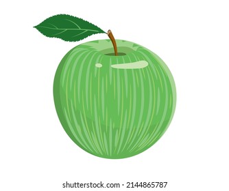 Grüner Vektorapfel. saftige Frucht einzeln auf weißem Hintergrund