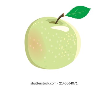 Green vector apple. Juicy fruit isolated on white background