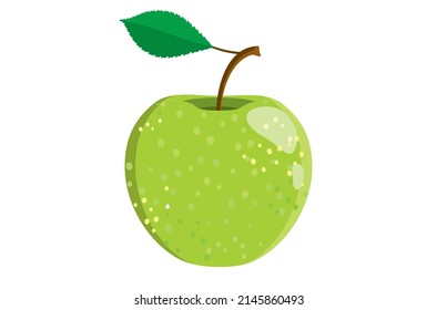 Green vector apple. Juicy fruit isolated on white background