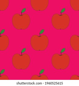 manzanas vectoriales verdes. impresión transparente para impresión o tejido. frutos de fondo rosa
