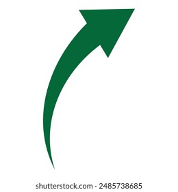 Green vector arrow icon. Curved arrow sign on white background.