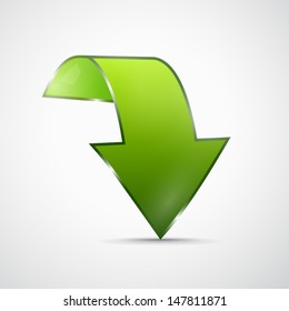 Green Vector Arrow on Grey Background 