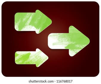 Green vector arrows collection with hand painted watercolor textures