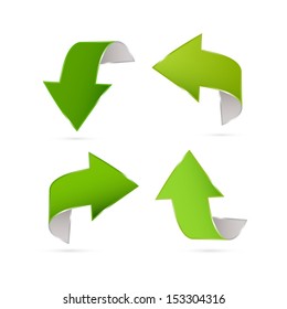 Green Vector Arrows Isolated on White background 