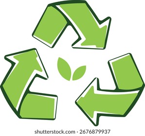 setas vetoriais verdes reciclam no fundo branco