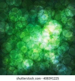 Green vector background with bokeh effect, circles