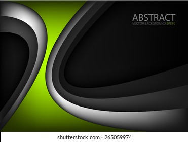 Green vector background curve black and silver line on dark space overlap layer graphic for text and message modern artwork design