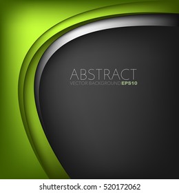 Green vector background. green curve line overlap paper layer with black space for text and message design
