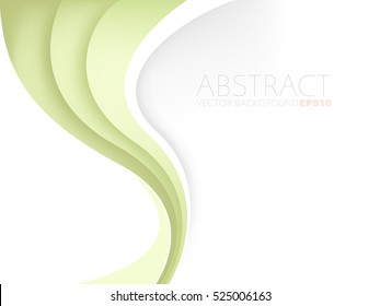 Green vector background curve line element on white space overlap paper layer for text and message artwork design