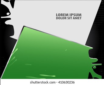 Green vector background curve silver grey line on dark space overlap layer graphic for text and message modern artwork design
