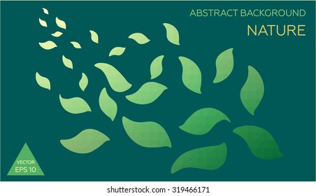 Green vector background design. Vector summer illustration of a nature with fallen leaves.
