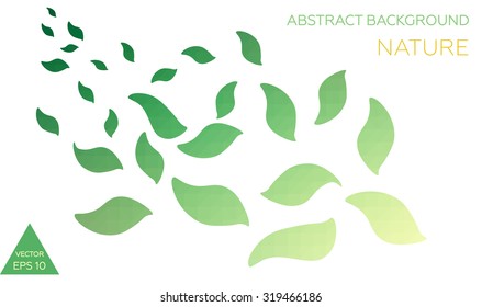 Green vector background design. Vector summer illustration of a nature with fallen leaves.